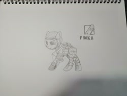 Size: 3968x2976 | Tagged: safe, artist:z-l-t, earth pony, pony, clothes, finka, high res, rainbow six siege, solo, traditional art