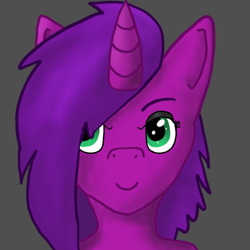 Size: 500x500 | Tagged: safe, artist:lyndrewsomethin, oc, pony, unicorn, green eyes, purple hair