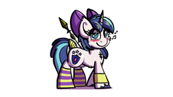 Size: 1599x900 | Tagged: safe, artist:ashtoneer, shining armor, pony, g4, bow, clothes, crossdressing, femboy, male, music notes, shining femboy armor, simple background, socks, solo, stallion, striped socks, white background