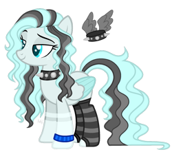 Size: 825x730 | Tagged: safe, artist:mintoria, oc, oc only, oc:dark decent, pegasus, pony, choker, clothes, female, mare, simple background, socks, solo, spiked choker, striped socks, transparent background