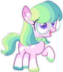 Size: 1020x1152 | Tagged: safe, artist:kurosawakuro, oc, oc only, earth pony, pony, base used, colored pupils, female, filly, glasses, magical lesbian spawn, offspring, parent:silver spoon, parent:toola roola, simple background, solo, transparent background