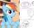 Size: 666x550 | Tagged: safe, artist:hyolark, edit, edited screencap, screencap, rainbow dash, oc, oc:anon, human, pegasus, pony, g4, my little pony: friendship is magic, testing testing 1-2-3, blushing, comic, egg, egg (food), female, food, fried egg, smiling, solo