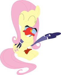 Size: 2906x3562 | Tagged: safe, artist:porygon2z, fluttershy, bird, pegasus, pony, g4, disney, high res, hug, simple background, the lion king, transparent background, vector, zazu