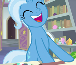 Size: 712x607 | Tagged: safe, screencap, trixie, pony, unicorn, a horse shoe-in, g4, cropped, eyes closed, female, mare, solo