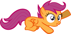 Size: 5252x2557 | Tagged: safe, artist:nero-narmeril, scootaloo, pegasus, pony, g4, blank flank, cute, cutealoo, female, filly, foal, folded wings, prone, raised hoof, simple background, smiling, solo, teeth, transparent background, vector, wings