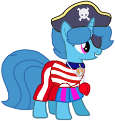 Size: 1020x1071 | Tagged: safe, artist:徐詩珮, spring rain, pony, unicorn, series:sprglitemplight diary, series:sprglitemplight life jacket days, series:springshadowdrops diary, series:springshadowdrops life jacket days, g4, alternate universe, base used, clothes, costume, cute, eyepatch, female, grin, halloween, halloween costume, hat, holiday, lifeguard, lifeguard spring rain, mare, paw patrol, pirate, pirate hat, simple background, smiling, solo, transparent background, whistle, zuma (paw patrol)