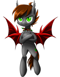 Size: 1280x1640 | Tagged: safe, artist:ce2438, oc, oc only, oc:darkforest, bat pony, pony, brown mane, dark, female, forest, gray coat, green eyes, mare, red wings, serious, simple background, solo, transparent background, tree, wild