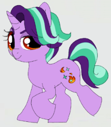 Size: 235x270 | Tagged: safe, artist:anonymous, edit, edited edit, oc, oc only, oc:starfire glimmer, pony, unicorn, cutie mark, eyebrows, eyelashes, eyeshadow, female, fire, glimmercest, implied incest, inbreeding, incest, looking at you, makeup, male, mare, nostrils, offspring, parent:firelight, parent:starlight glimmer, parents:firelight glimmer, parents:glimmercest, product of incest, running, shipping, simple background, smiling, solo, stars, straight, trotting, xk-class end-of-the-world scenario
