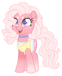 Size: 1289x1572 | Tagged: safe, artist:unoriginai, pinkie pie, earth pony, pony, g4, alternate design, choker, clothes, cotton candy, cute, diapinkes, dress, ear piercing, earring, eyebrows, jewelry, lace, outfit, piercing, redesign