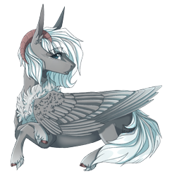 Size: 779x797 | Tagged: safe, artist:luuny-luna, oc, oc only, oc:yume, pegasus, pony, female, horns, mare, prone, simple background, solo, transparent background