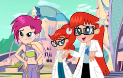 Size: 1181x749 | Tagged: safe, artist:diamond-bases, artist:lumi-infinite64, human, equestria girls, g4, alfea, barely eqg related, base used, cartoon network, clothes, crescent moon, crossover, equestria girls style, equestria girls-ified, female, glasses, group, hairclip, johnny test, lab coat, mary test, moon, nickelodeon, ponytail, rainbow s.r.l, short hair, sleeveless, stars, susan test, tecna, winx, winx club
