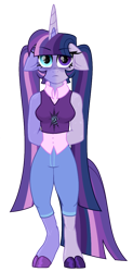Size: 522x1064 | Tagged: safe, artist:unoriginai, oc, oc only, oc:twilight zone, anthro, anthro oc, creepy, floppy ears, looking at you, offspring, parent:sci-twi, parent:twilight sparkle, parents:sci-twitwi, simple background, transparent background