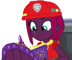 Size: 1229x1034 | Tagged: safe, artist:徐詩珮, fizzlepop berrytwist, tempest shadow, series:sprglitemplight diary, series:sprglitemplight life jacket days, series:springshadowdrops diary, series:springshadowdrops life jacket days, equestria girls, g4, alternate universe, base used, clothes, cute, equestria girls-ified, marshall (paw patrol), paw patrol, simple background, transparent background