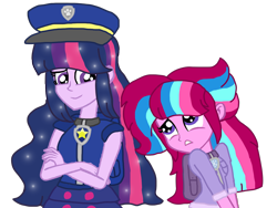 Size: 1440x1080 | Tagged: safe, artist:徐詩珮, twilight sparkle, oc, oc:bubble sparkle, alicorn, bubbleverse, equestria girls, g4, the last problem, alternate universe, base used, chase (paw patrol), equestria girls-ified, female, like mother like daughter, like parent like child, magical lesbian spawn, magical threesome spawn, mother and child, mother and daughter, multiple parents, next generation, offspring, older, older twilight, older twilight sparkle (alicorn), parent:glitter drops, parent:spring rain, parent:tempest shadow, parent:twilight sparkle, parents:glittershadow, parents:sprglitemplight, parents:springdrops, parents:springshadow, parents:springshadowdrops, paw patrol, princess twilight 2.0, simple background, transparent background, twilight sparkle (alicorn), ultimate twilight