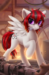 Size: 832x1280 | Tagged: safe, artist:blooming-lynx, oc, pegasus, pony, cute, mechanism, solo, wrench