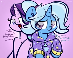 Size: 3250x2560 | Tagged: dead source, safe, artist:php142, starlight glimmer, trixie, pony, unicorn, g4, alternate hairstyle, babysitter trixie, clothes, gameloft interpretation, high res, hoodie