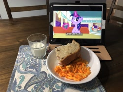 Size: 4032x3024 | Tagged: safe, twilight sparkle, alicorn, pony, g4, the saddle row review, food, irl, lunch, photo, tea, twilight sparkle (alicorn), waifu dinner