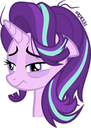 Size: 2850x4000 | Tagged: safe, artist:orin331, starlight glimmer, pony, unicorn, g4, bags under eyes, bust, dick flattening, exhausted, faic, female, floppy ears, mare, messy mane, portrait, simple background, solo, tired, transparent background