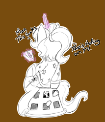 Size: 967x1129 | Tagged: safe, artist:alazak, trixie, pony, unicorn, g4, alternate hairstyle, babysitter trixie, basket prison, clothes, hoodie, random pony