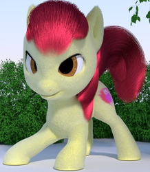 Size: 834x955 | Tagged: safe, artist:blenderpony, derpibooru exclusive, apple bloom, earth pony, pony, g4, 3d, adorabloom, blender, blender cycles, bow, cute, female, filly, fur, tail