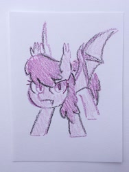 Size: 1536x2048 | Tagged: safe, artist:dawnfire, berry punch, berryshine, bat pony, pony, g4, bat ponified, female, race swap, solo, traditional art