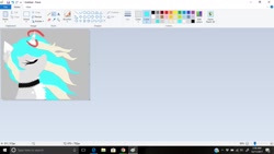 Size: 1366x768 | Tagged: safe, artist:_wulfie, oc, oc only, oc:wulfie, alicorn, pony, alicorn oc, bust, choker, eyes closed, female, horn, mare, ms paint, screenshots, solo, wings, wip