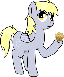 Size: 1503x1798 | Tagged: safe, artist:poniidesu, derpy hooves, pegasus, pony, g4, drawthread, female, food, muffin, simple background, solo, transparent background