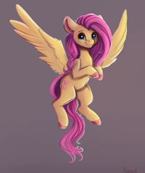 Size: 3024x3623 | Tagged: safe, artist:miokomata, fluttershy, pegasus, pony, g4, colored hooves, cute, female, flying, freckles, freckleshy, high res, looking at you, mare, shyabetes, signature, simple background, smiling, solo