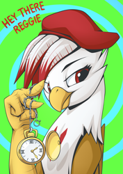 Size: 2171x3070 | Tagged: source needed, safe, artist:mysticalpha, oc, oc only, oc:gina, griffon, female, high res, pocket watch, solo