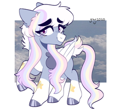 Size: 1200x1086 | Tagged: safe, artist:unicorn-mutual, oc, oc only, oc:aurora blush, pegasus, pony, colored wings, eye clipping through hair, marer, solo, two toned wings, wings