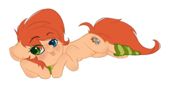 Size: 1436x716 | Tagged: safe, artist:pollynia, oc, oc only, oc:rusty gears, earth pony, pony, clothes, colored, eye clipping through hair, flat colors, freckles, simple background, sock, socks, solo, striped socks, tongue out, transparent background