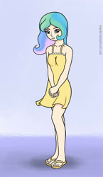 Size: 688x1187 | Tagged: safe, artist:nimaru, princess celestia, human, g4, clothes, dress, female, humanized, solo