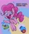 Size: 1200x1400 | Tagged: safe, artist:azamiii, gummy, pinkie pie, alligator, earth pony, pony, g4.5, my little pony: pony life, chromatic aberration, duo, female, frog (hoof), happy, happy birthday, looking at you, male, mare, open mouth, party cannon, pinkie pie day, pinkie pie's birthday, pony cannonball, solo, starry eyes, underhoof, unshorn fetlocks, wingding eyes