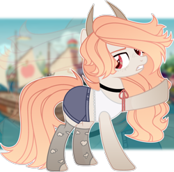 Size: 2604x2573 | Tagged: safe, artist:mint-light, artist:rerorir, oc, oc only, earth pony, pony, base used, boat, clothes, female, high res, horns, mare, seaward shoals, solo, zoom layer