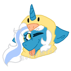 Size: 1200x1200 | Tagged: safe, artist:hollymiap, oc, oc:fleurbelle, alicorn, pony, :p, alicorn oc, clothes, costume, female, horn, mare, one eye closed, simple background, tongue out, transparent background, wings, wink