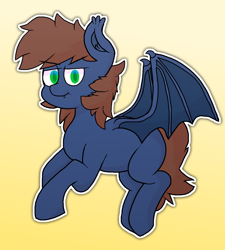 Size: 1140x1268 | Tagged: safe, artist:retro_hearts, oc, oc only, oc:warly, bat pony, pony, bat pony oc, bat wings, fangs, gradient background, male, stallion, wings