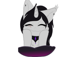 Size: 1000x800 | Tagged: safe, artist:mysterious shade, oc, oc only, oc:shady nite, alicorn, pony, vampire, vampony, accessory, base used, eyes closed, fluffy, hooves on cheeks, simple background, smiling, solo, transparent background