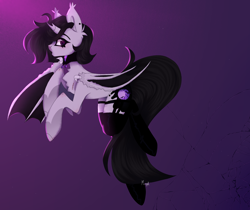 Size: 2500x2100 | Tagged: safe, artist:baltika, oc, oc only, oc:shady nite, alicorn, pony, vampire, vampony, accessory, broken horn, clothes, crunch, female, high res, horn, solo, stockings, thigh highs