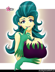 Size: 1005x1300 | Tagged: safe, artist:clouddg, juniper montage, equestria girls, equestria girls specials, g4, mirror magic, arm under breasts, breasts, busty juniper montage, clothes, ear piercing, earring, female, gloves, jewelry, juniper monstar, multiple variants, necklace, piercing, solo