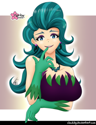 Size: 1005x1300 | Tagged: safe, alternate version, artist:clouddg, juniper montage, human, equestria girls, equestria girls specials, g4, my little pony equestria girls: mirror magic, arm under breasts, breasts, busty juniper montage, clothes, ear piercing, earring, female, gloves, human coloration, jewelry, juniper monstar, looking at you, multiple variants, piercing, solo