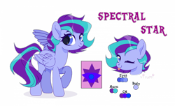 Size: 1920x1168 | Tagged: safe, artist:virumi, oc, oc only, oc:spectral star, pegasus, pony, cute, female, mare, reference sheet, simple background, solo, tongue out, transparent background
