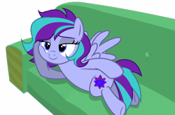 Size: 700x460 | Tagged: safe, oc, oc only, oc:spectral star, pegasus, pony, couch, lying down, simple background, smug, solo, transparent background