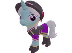 Size: 984x720 | Tagged: safe, artist:topsangtheman, cornetta, pony, unicorn, g4, 3d, clothes, female, hat, looking at you, simple background, solo, source filmmaker, staring into your soul, transparent background, uniform