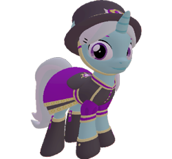 Size: 779x720 | Tagged: safe, artist:topsangtheman, cornetta, pony, unicorn, g4, 3d, clothes, female, hat, looking at you, simple background, solo, source filmmaker, transparent background, uniform