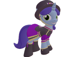 Size: 925x720 | Tagged: safe, artist:topsangtheman, spring rain, pony, unicorn, g4, 3d, clothes, female, grin, hat, looking at you, simple background, smiling, solo, source filmmaker, transparent background, uniform