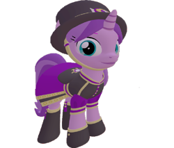 Size: 845x720 | Tagged: safe, artist:topsangtheman, amethyst star, sparkler, pony, unicorn, g4, 3d, clothes, female, hat, looking at you, simple background, solo, source filmmaker, transparent background, uniform