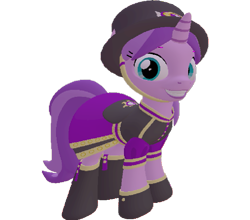 Size: 817x720 | Tagged: safe, artist:topsangtheman, amethyst star, sparkler, pony, unicorn, g4, 3d, clothes, female, hat, looking at you, simple background, solo, source filmmaker, transparent background, uniform