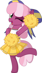 Size: 4976x8529 | Tagged: safe, artist:cyanlightning, cheerilee, earth pony, pony, g4, .svg available, absurd resolution, armpits, bipedal, bow, cheeribetes, cheerileeder, cheerleader, clothes, cute, female, hair bow, looking at you, mare, one eye closed, pom pom, simple background, skirt, solo, transparent background, vector, wink