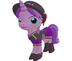 Size: 843x720 | Tagged: safe, artist:topsangtheman, amethyst star, sparkler, pony, unicorn, g4, 3d, clothes, female, hat, looking at you, simple background, solo, source filmmaker, transparent background, uniform