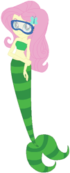Size: 262x650 | Tagged: safe, artist:selenaede, artist:user15432, fluttershy, mermaid, equestria girls, g4, bare shoulders, barely eqg related, base used, bubble guppies, clothes, crossover, dive mask, fins, glasses, hairpin, hand on arm, mermaid tail, mermaidized, nick jr., nickelodeon, nonny (bubble guppies), solo, species swap, strapless, tail